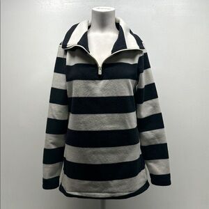 Dudley Stephens Prospect Pullover Vello Fleece Quarter Zip Black Stripe Medium